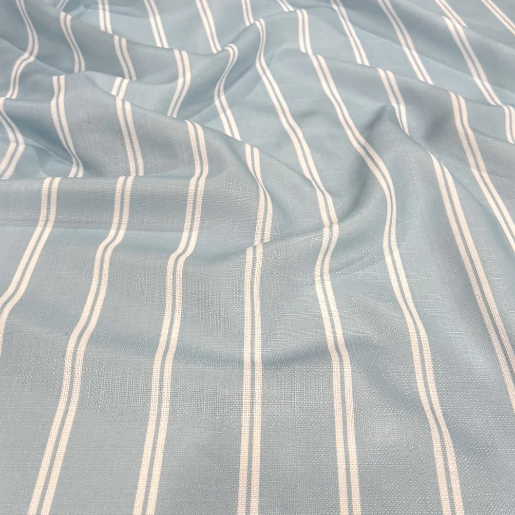 Lexington Stripe (Slub Print) Table Linen in Lt Blue