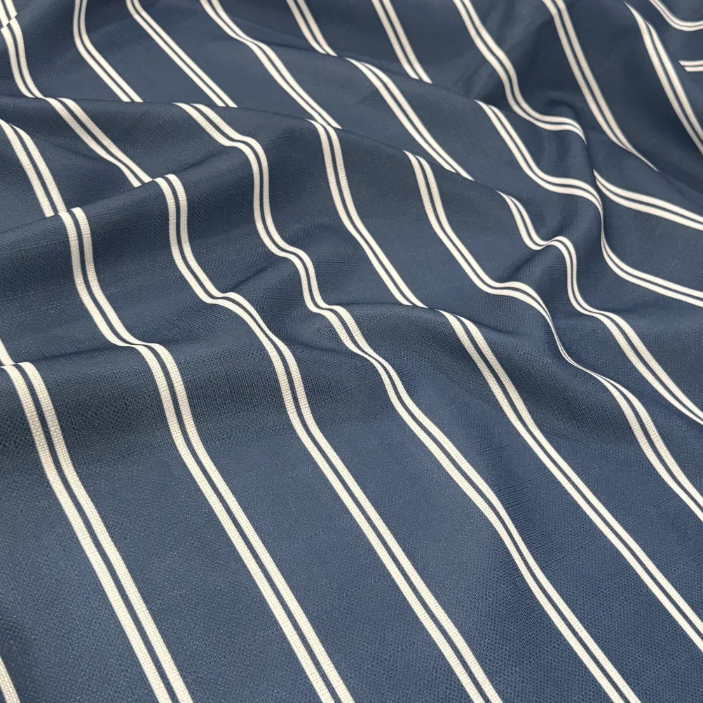 Lexington Stripe (Slub Print) Table Linen in Navy