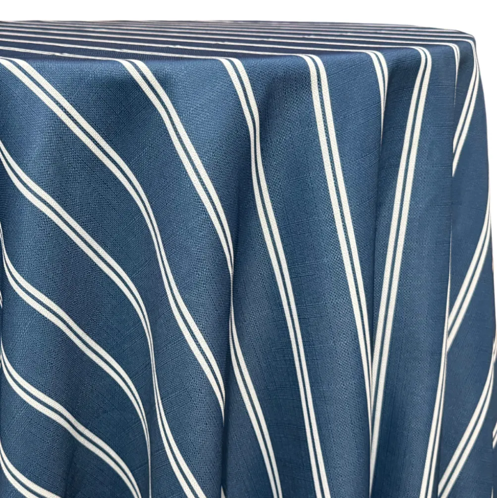 Lexington Stripe (Slub Print) Table Linen in Navy
