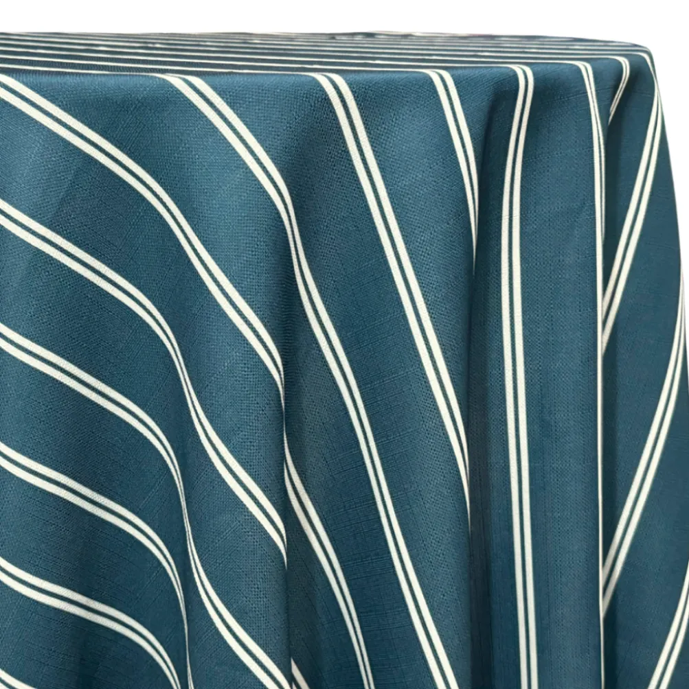 Lexington Stripe (Slub Print) Table Linen in Slate Blue