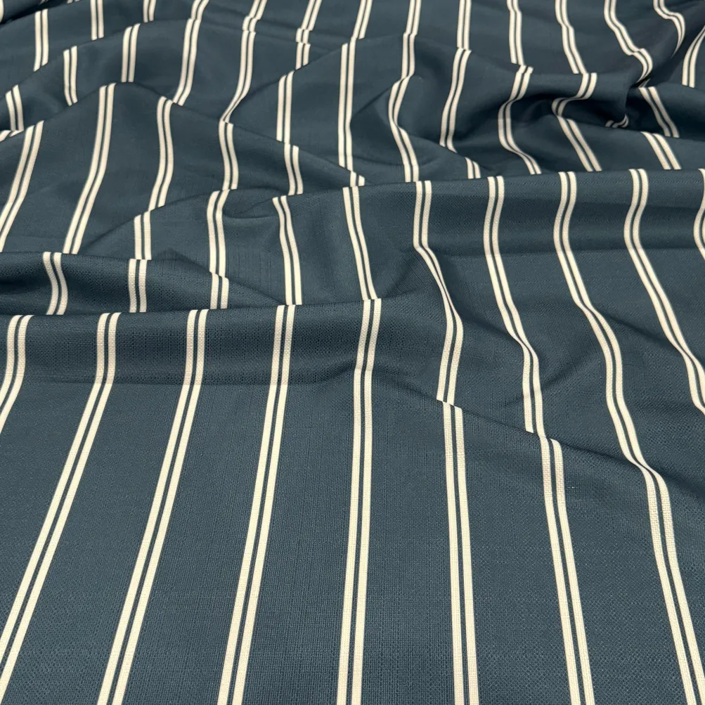 Lexington Stripe (Slub Print) Table Linen in Slate Blue