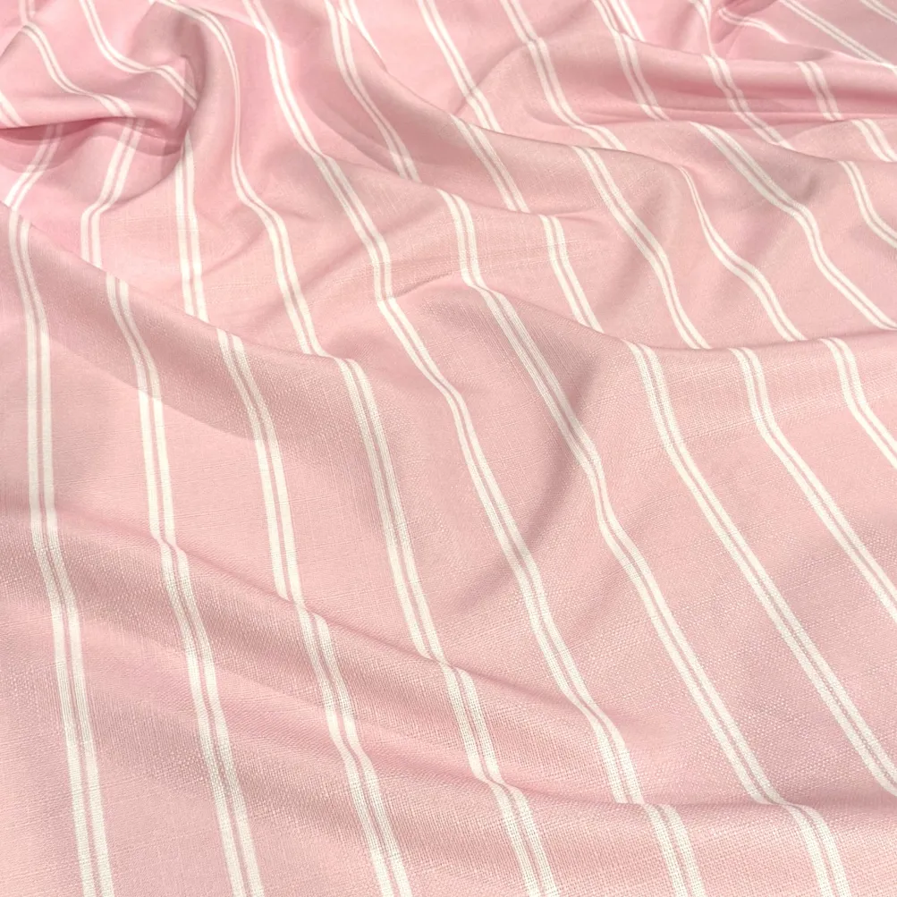 Lexington Stripe (Slub Print) Table Linen in Pink