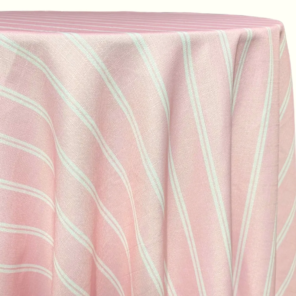 Lexington Stripe (Slub Print) Table Linen in Pink