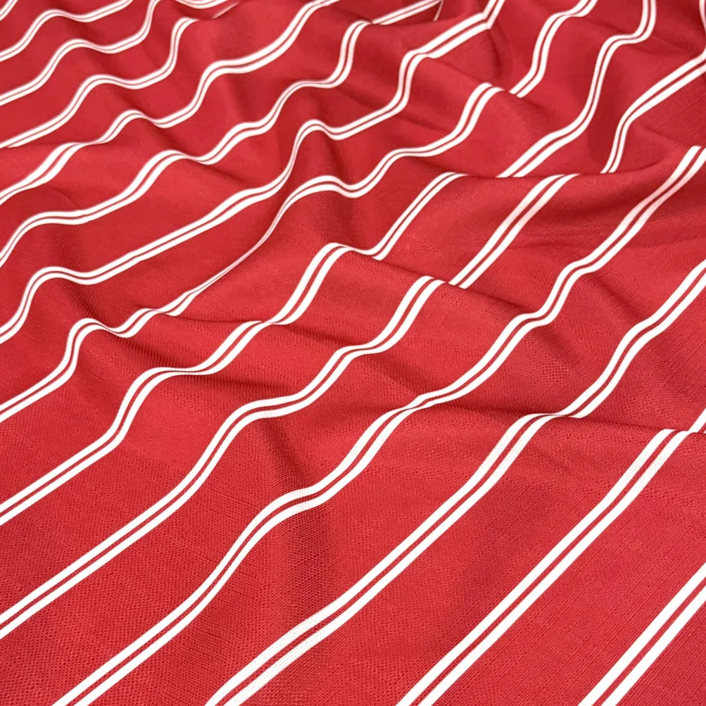 Lexington Stripe (Slub Print) Table Linen in Red