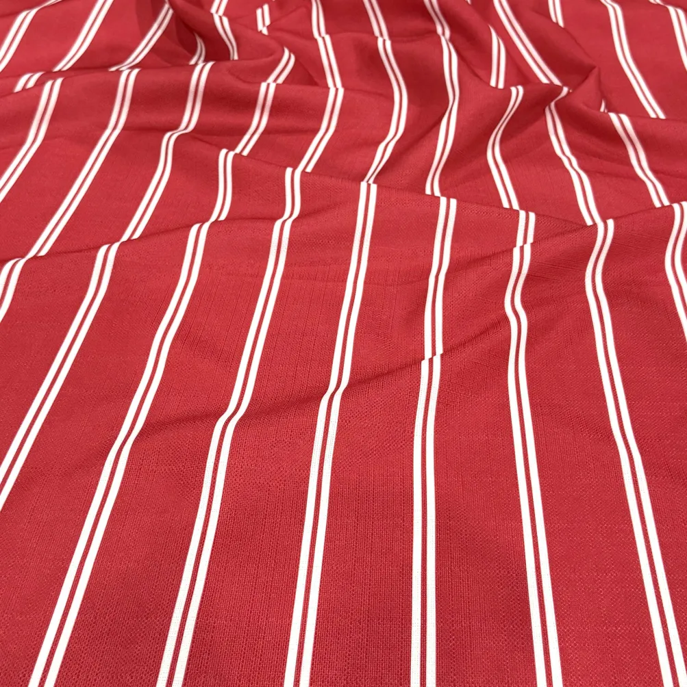 Lexington Stripe (Slub Print) Table Linen in Red