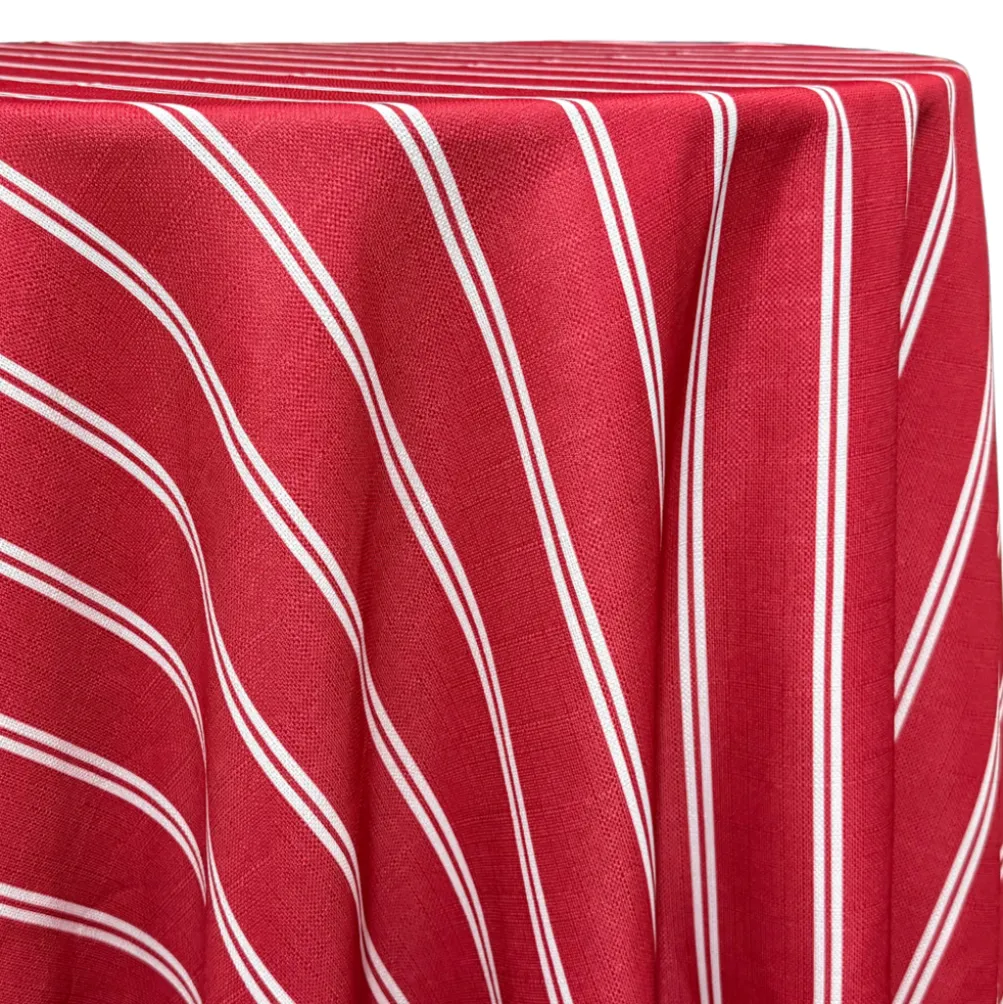Lexington Stripe (Slub Print) Table Linen in Red
