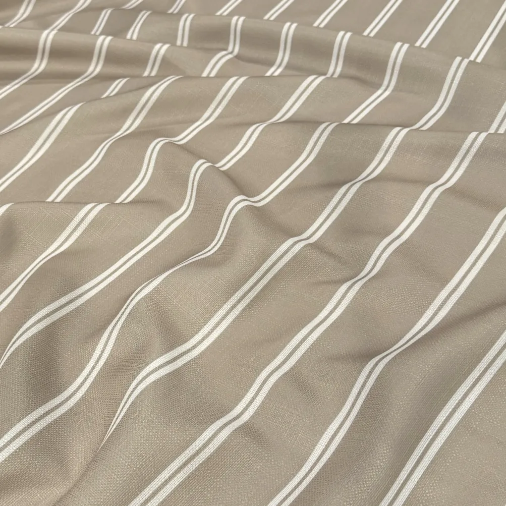 Lexington Stripe (Slub Print) Table Linen in Taupe