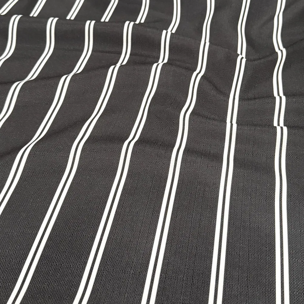 Lexington Stripe (Slub Print) Table Runner in Black