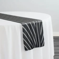 Lexington Stripe (Slub Print) Table Runner in Black