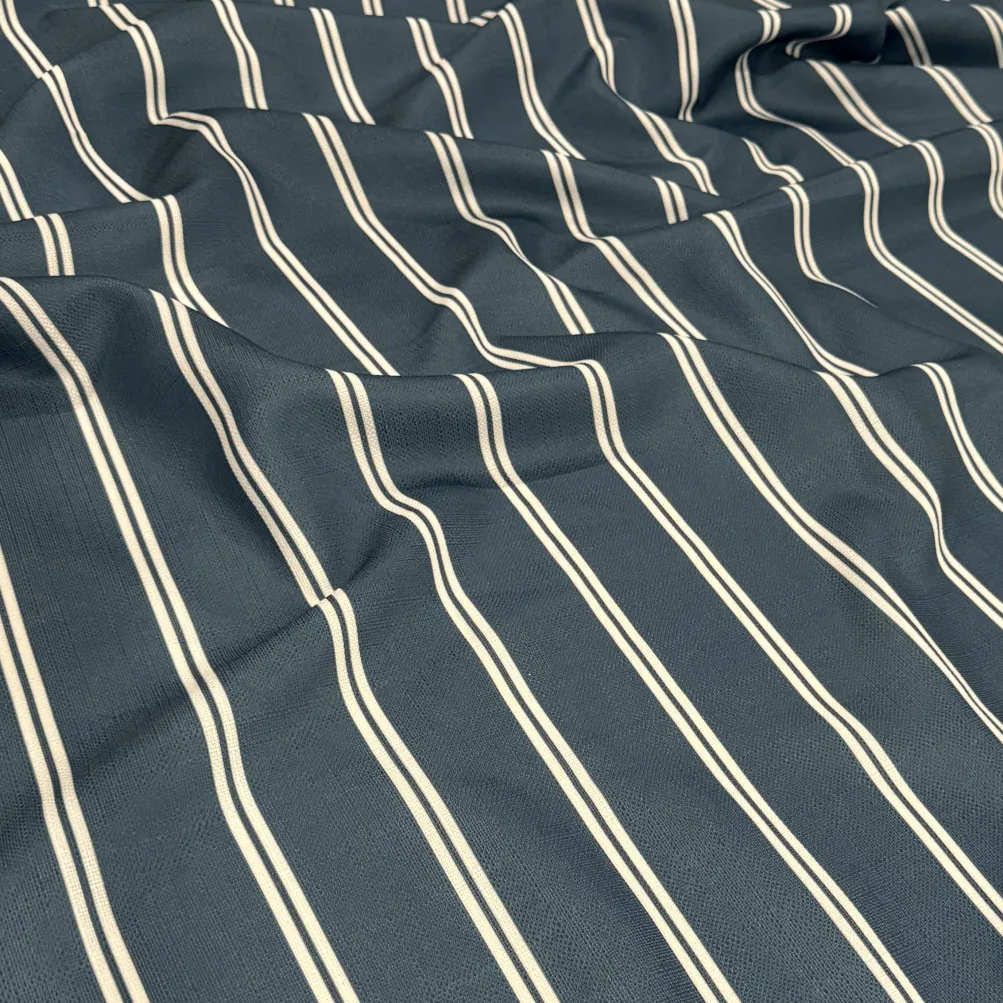 Lexington Stripe (Slub Print) Table Runner in Slate Blue