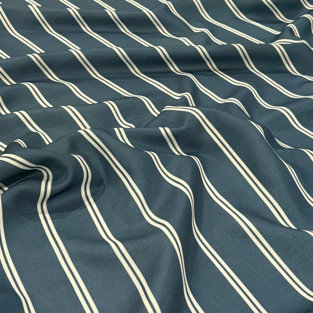 Lexington Stripe (Slub Print) Table Runner in Slate Blue