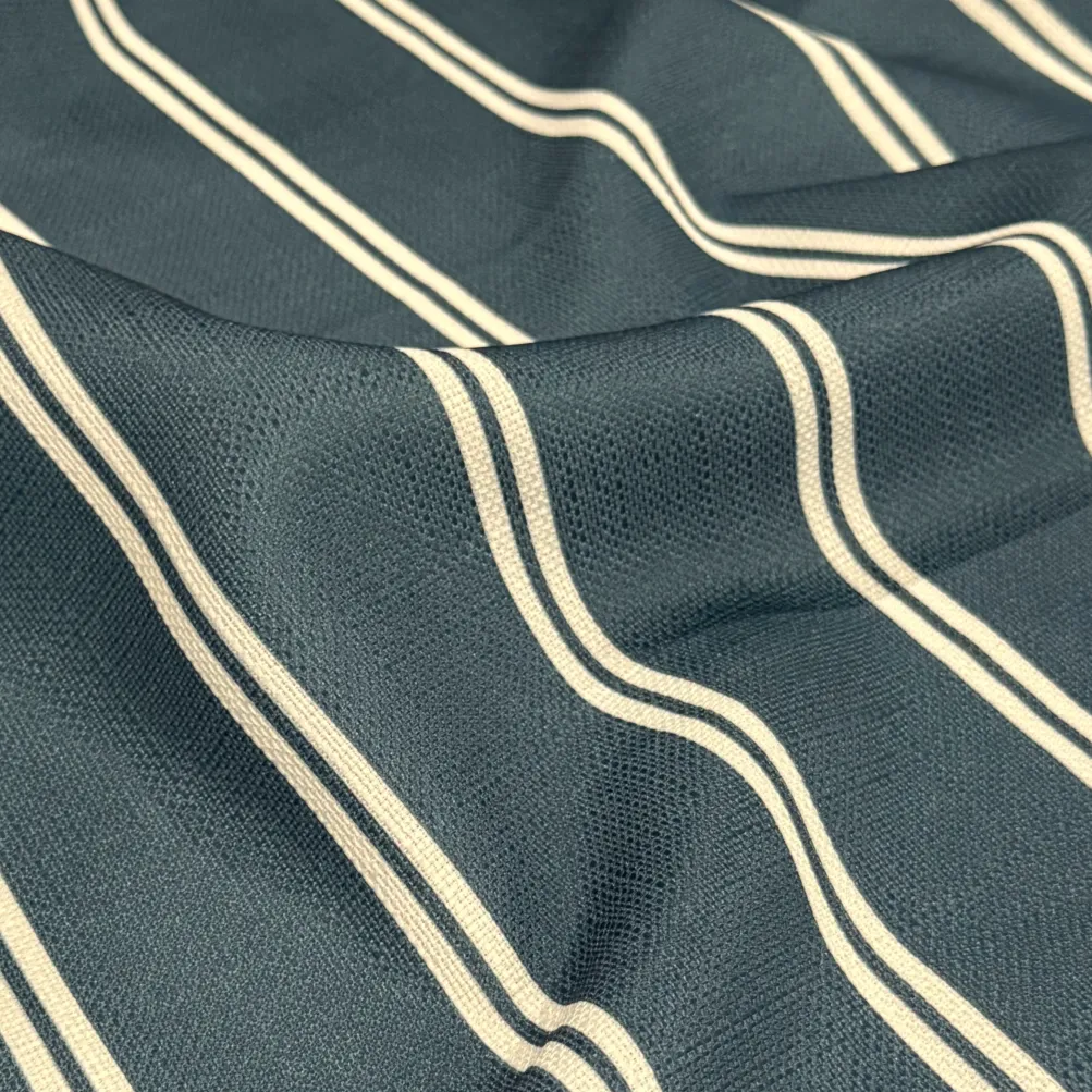 Lexington Stripe (Slub Print) Table Runner in Slate Blue
