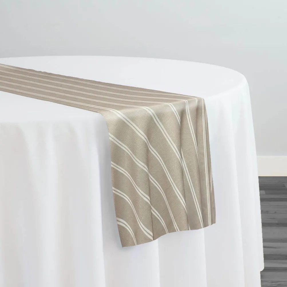 Lexington Stripe (Slub Print) Table Runner in Taupe