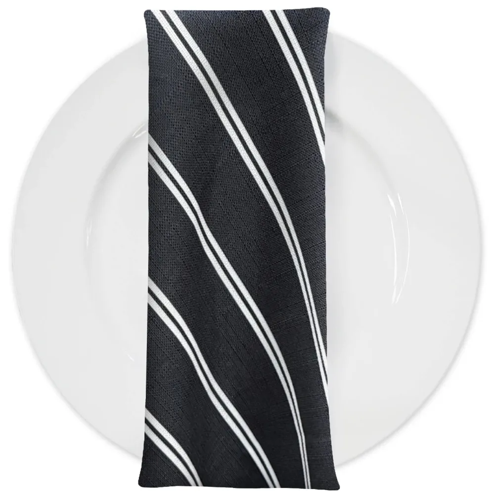 Lexington Stripe (Slub Print) Table Napkin in Black