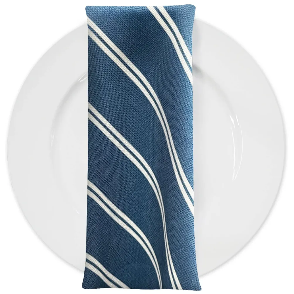 Lexington Stripe (Slub Print) Table Napkin in Navy
