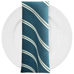 Lexington Stripe (Slub Print) Table Napkin in Slate Blue