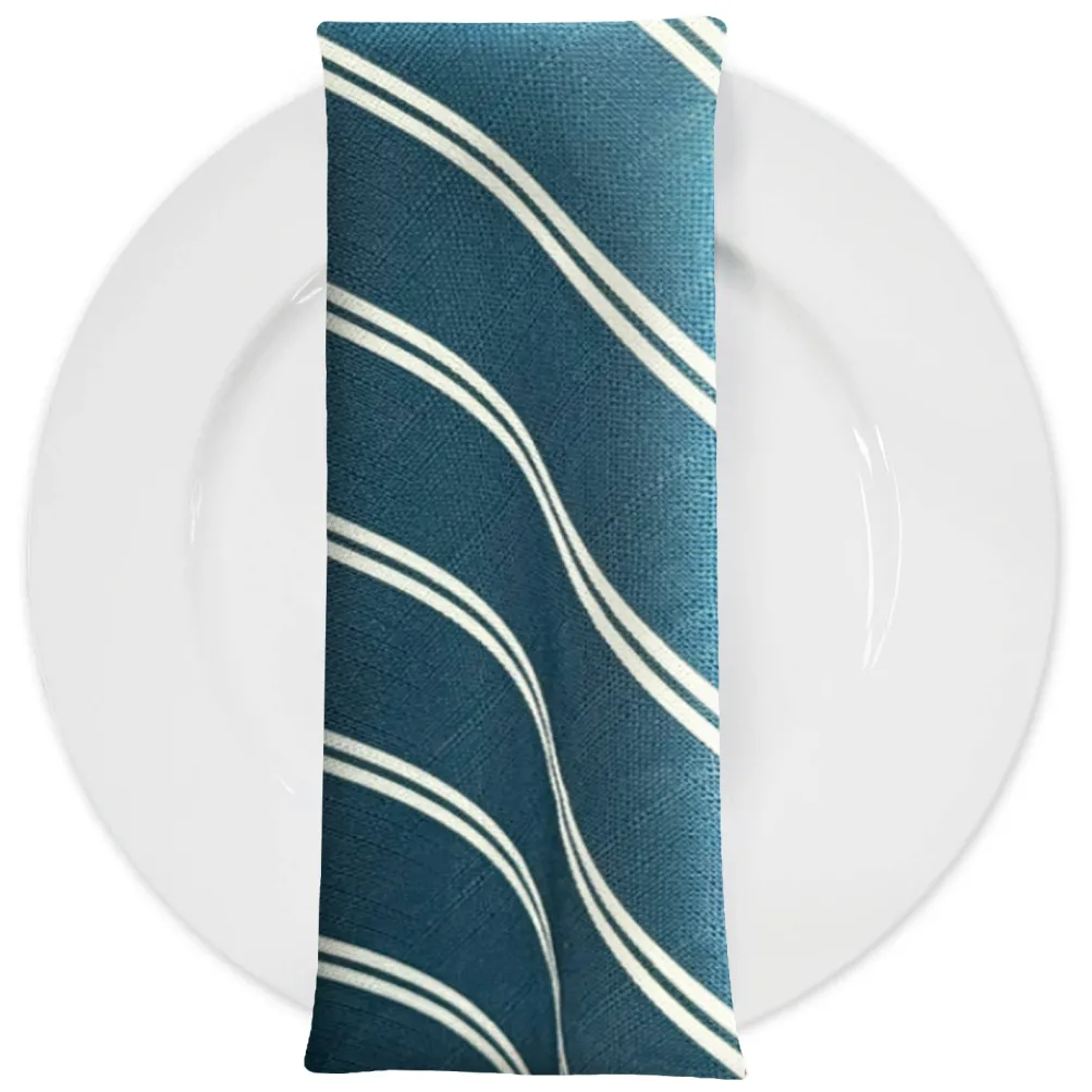 Lexington Stripe (Slub Print) Table Napkin in Slate Blue