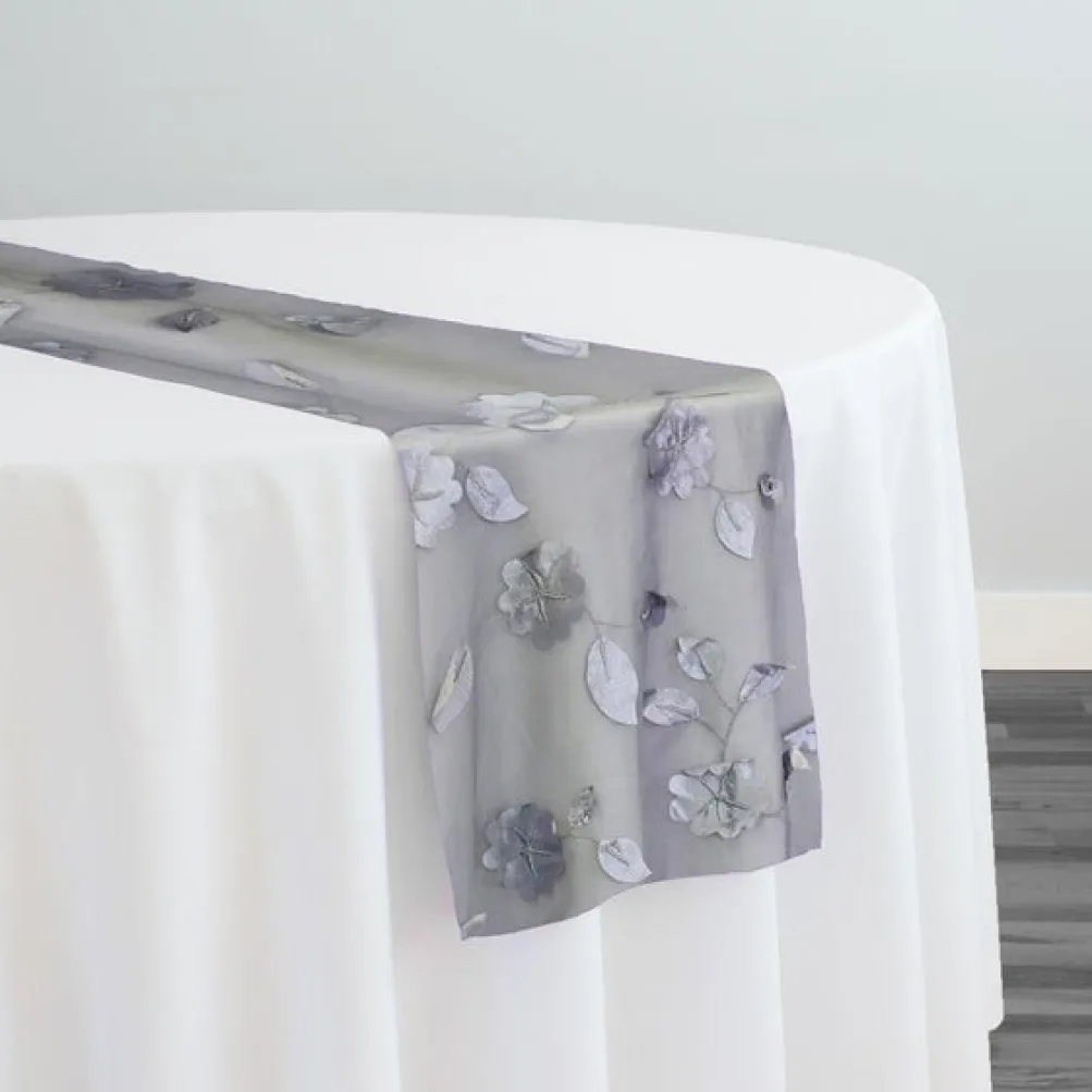 Lily Petal Table Runner in Silver