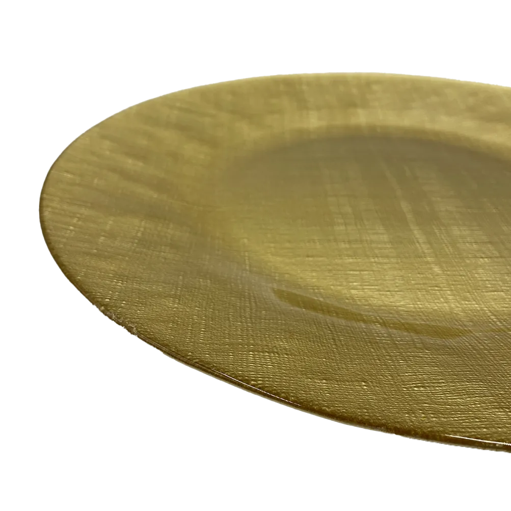 Linen - Glass Charger Plate in Gold (Item # 0236)