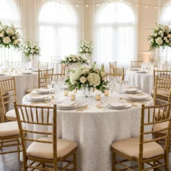 Lucia Jacquard Table Linen in Ivory