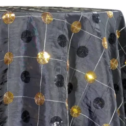 Luna Sequins Taffeta Table Linen in Gold on Black
