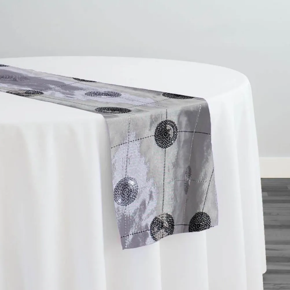 Luna Sequins Taffeta Table Runner in Silver