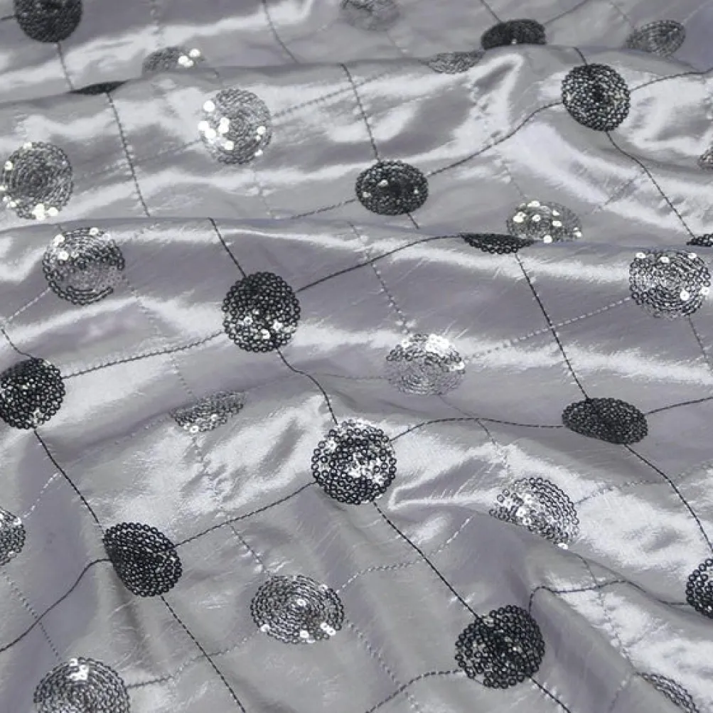 Luna Sequins Taffeta Table Runner in Silver