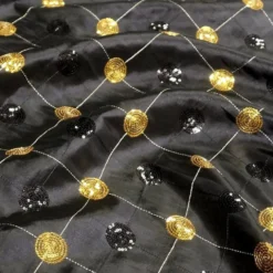 Luna Sequins Taffeta Table Runner in Gold and Black