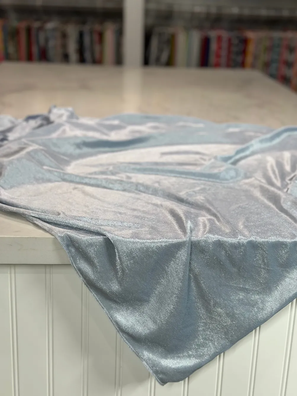 Lush Velvet Table Linen in Baby Blue