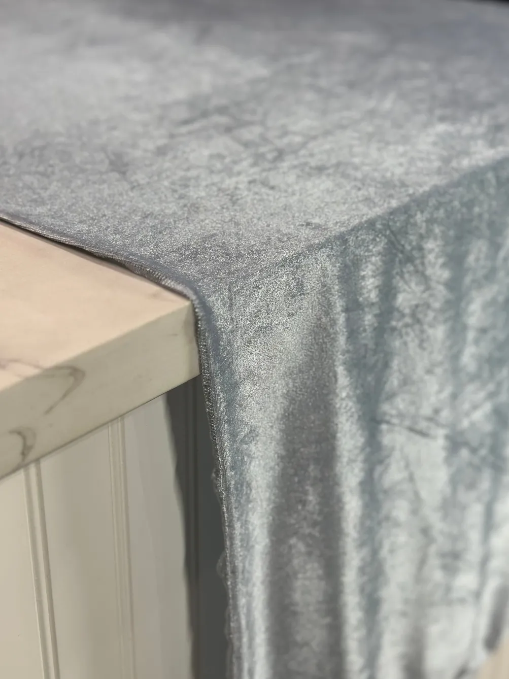 Lush Velvet Table Linen in Baby Blue