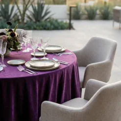 Lush Velvet Table Linen in Eggplant