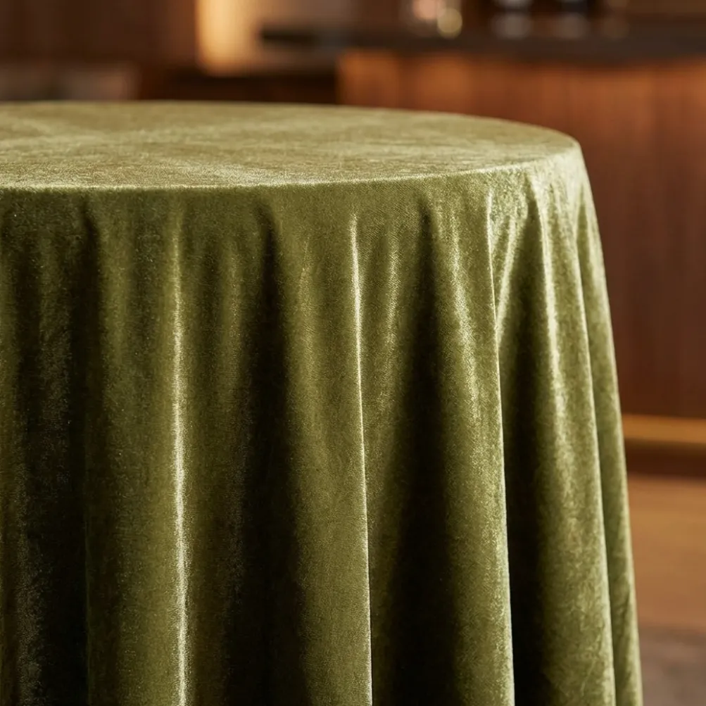Lush Velvet Table Linen in Olive