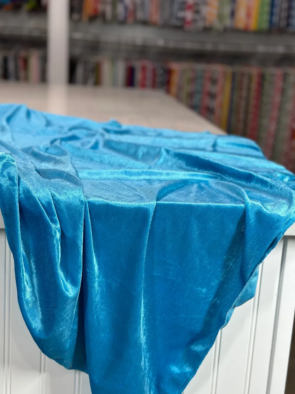 Lush Velvet Table Linen in Turquoise