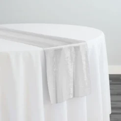 Lush Velvet Table Runner in White