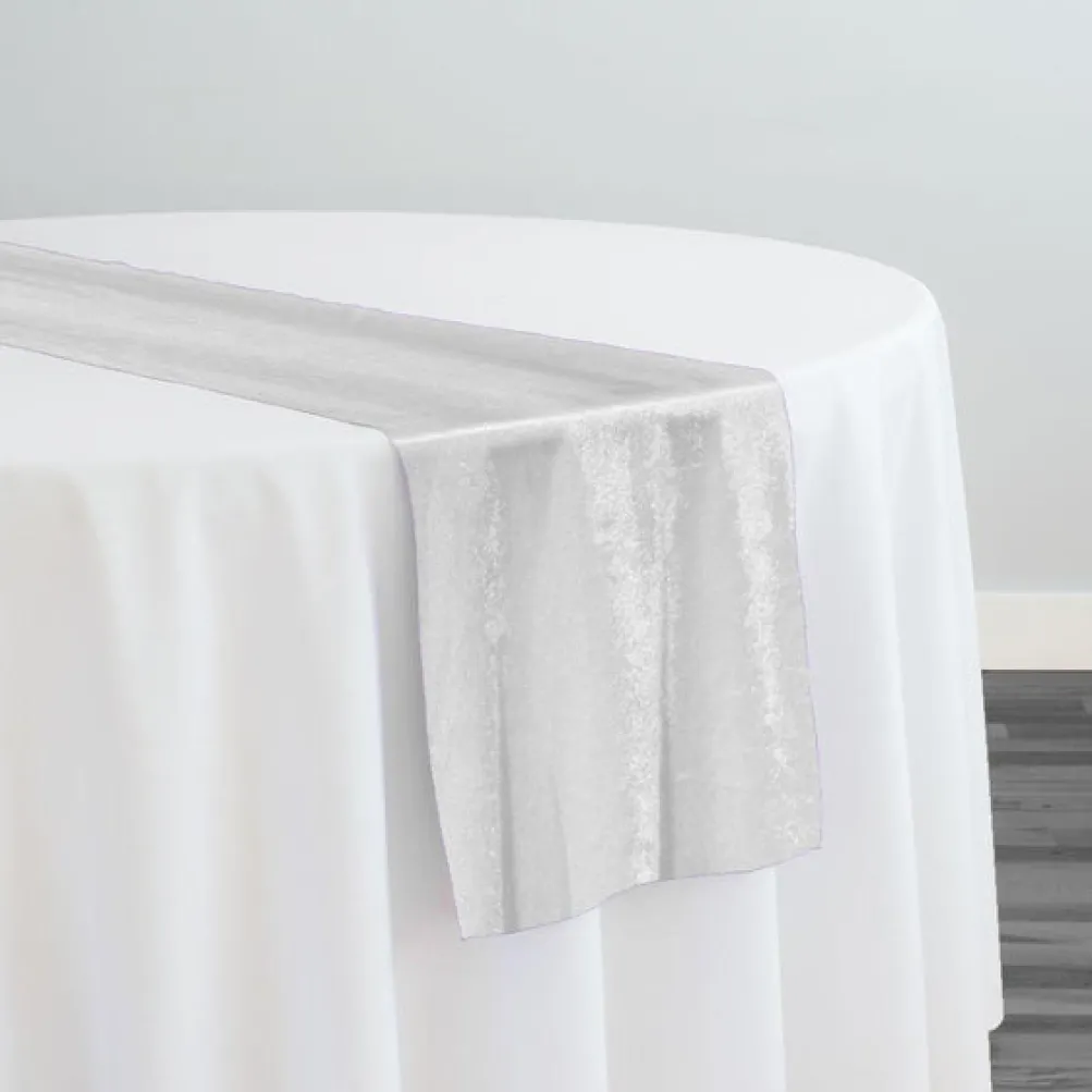 Lush Velvet Table Runner in White