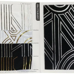 Luxor (Metallic Print) Table Linen in Black and Silver
