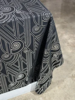 Luxor (Metallic Print) Table Linen in Black and Silver