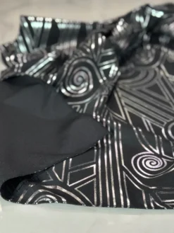 Luxor (Metallic Print) Table Linen in Black and Silver