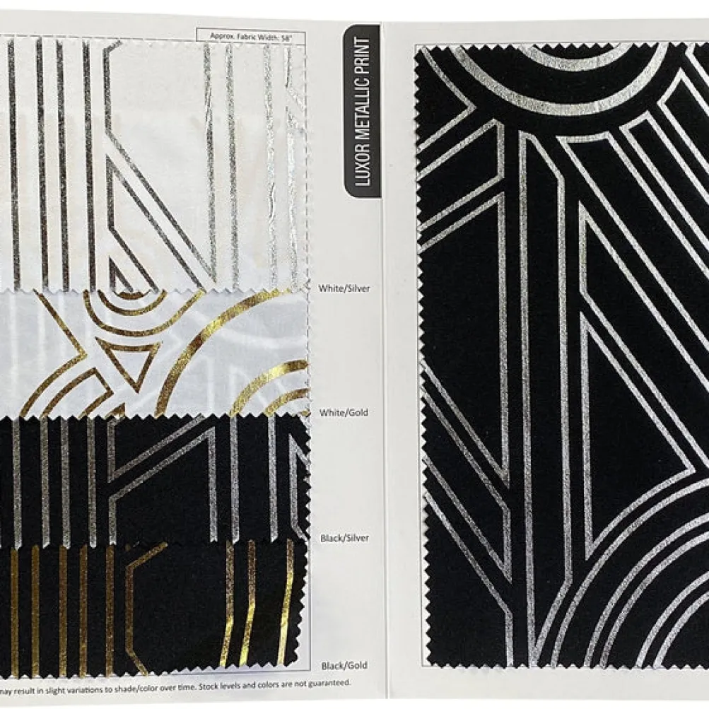 Luxor (Metallic Print) Table Linen in Black and Gold