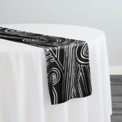 Luxor (Metallic Print) Table Runner in Black and Silver