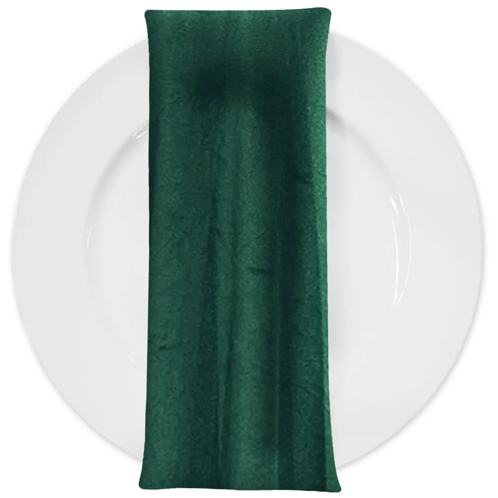 Luxury Plush Velvet Napkin in Hunter Green
