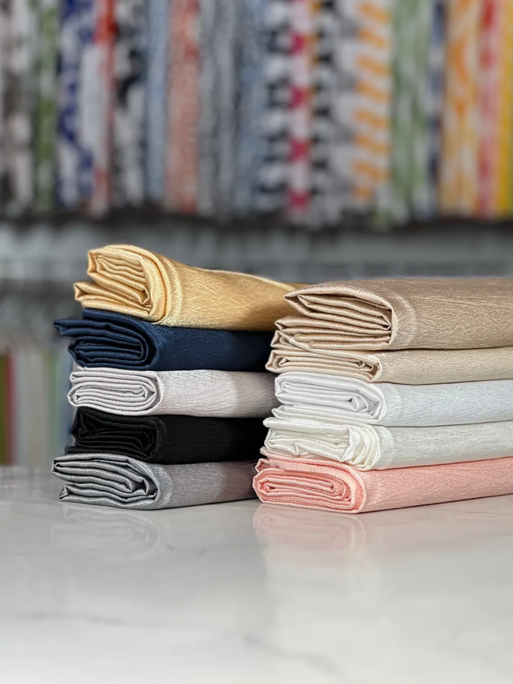 Luxury Satin Table Linen in Navy
