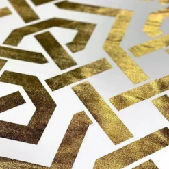 Majestic (Metallic Print) Table Linen in White and Gold