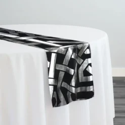 Majestic (Metallic Print) Table Runner in Black and Silver