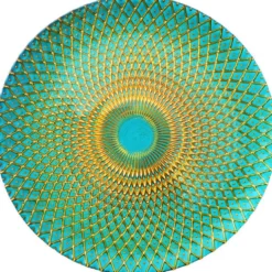 Mandala - Glass Charger Plate in Gold Teal (Item # 0230)