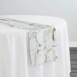Marble Jacquard Table Runner in Gold