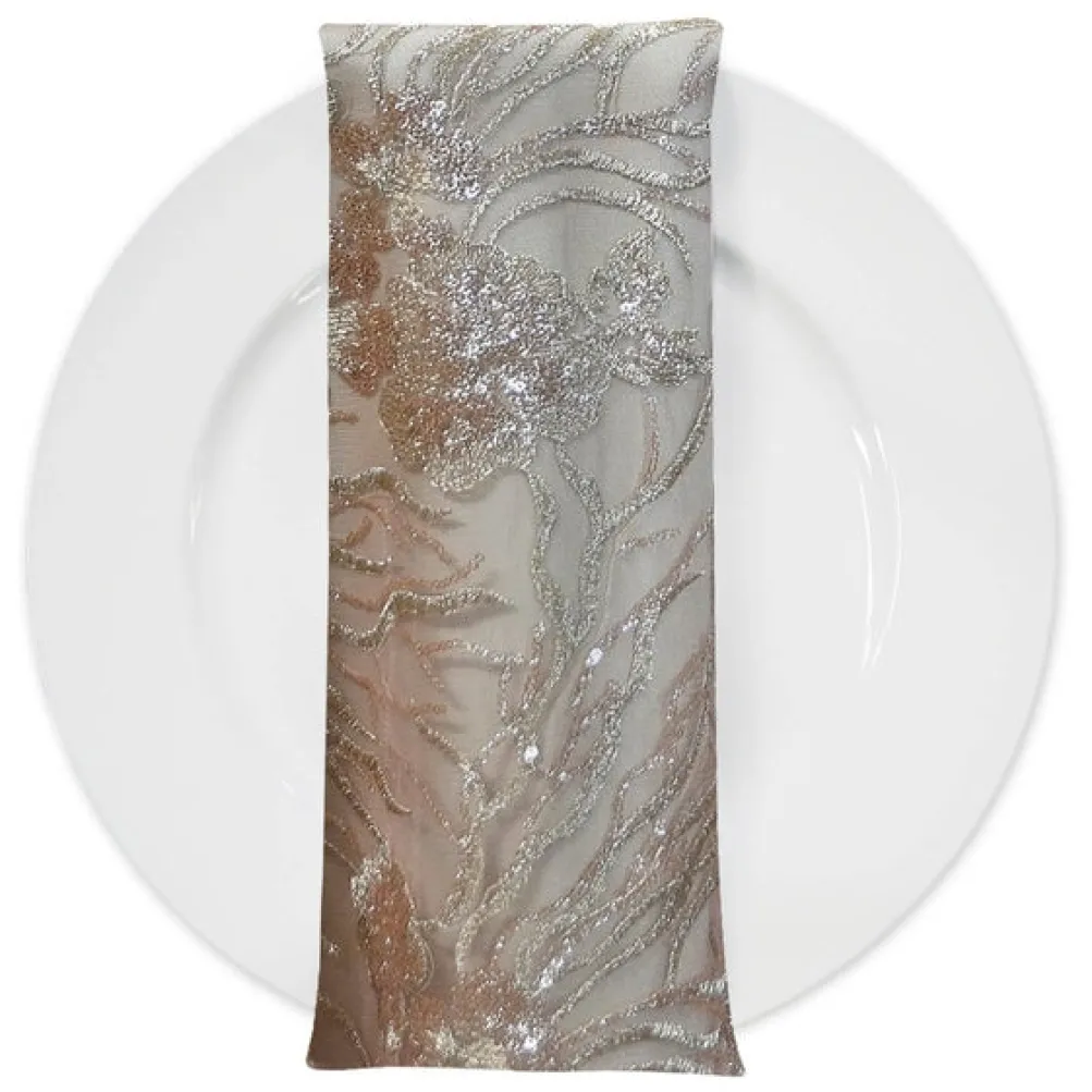 Marigold Sequins (w/ Poly Lining) Table Napkin in Rose Gold