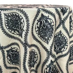 Mayfair (Slub Print) Table Linen in Black / Taupe