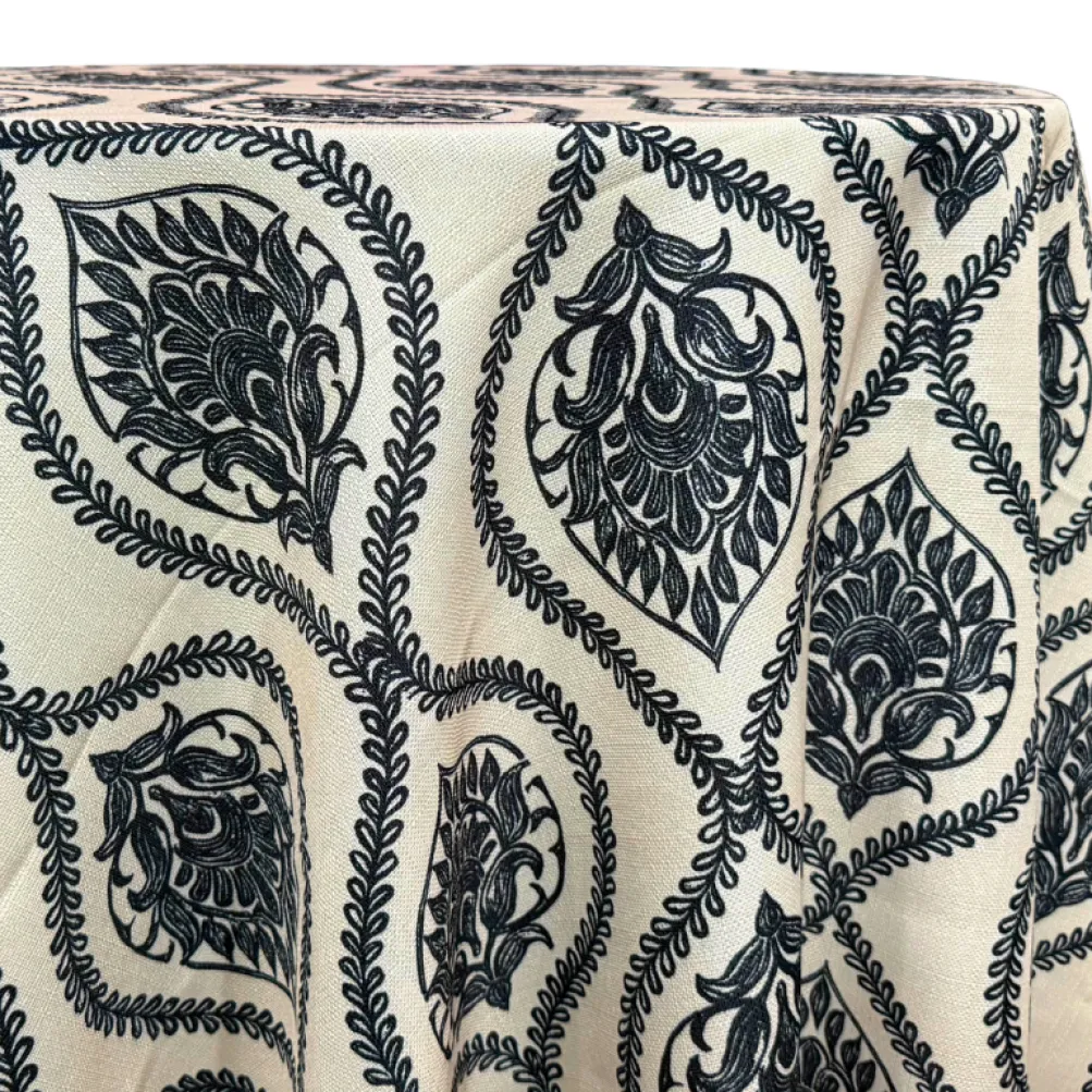 Mayfair (Slub Print) Table Linen in Black / Taupe