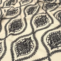 Mayfair (Slub Print) Table Linen in Black / Taupe